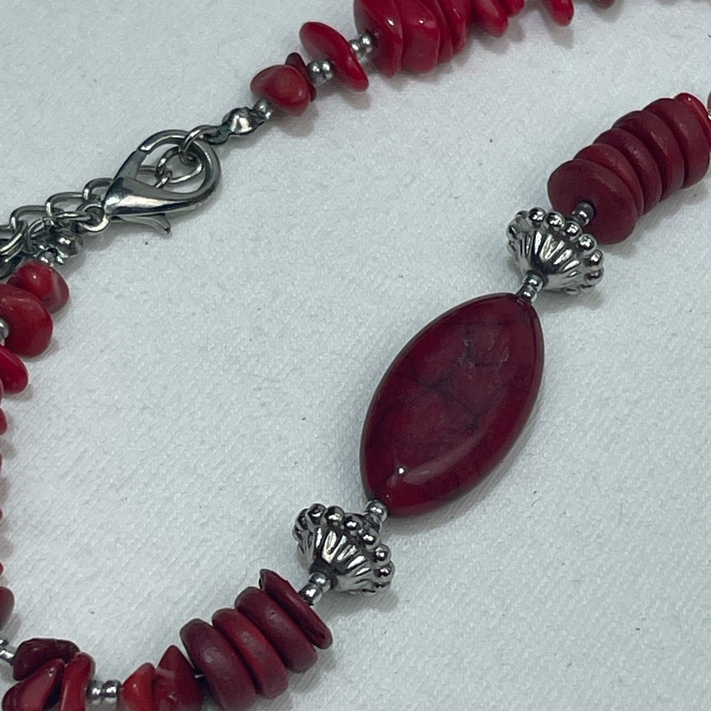 Chico’s Red Beaded Long Necklace - Picture 6 of 6